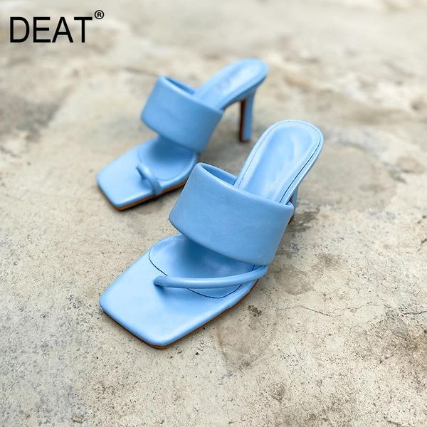 

slippers [deat] 2021 spring summer square toe shallow western style split toes high heels women shoes fashion 10h604, Black