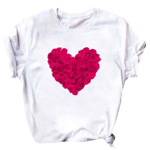 

women's t-shirt 2021 korean women fashion color love print female t shirt harajuku casual large size tshirt clothing streetwear, White
