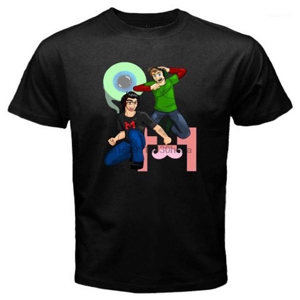 

men's t-shirts markiplier jacksepticeye cartoon famous vlogger black t-shirt size s-3xl, White;black
