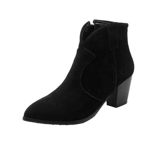

boots big size pointed women shoes ankle for ladies woman winter, Black