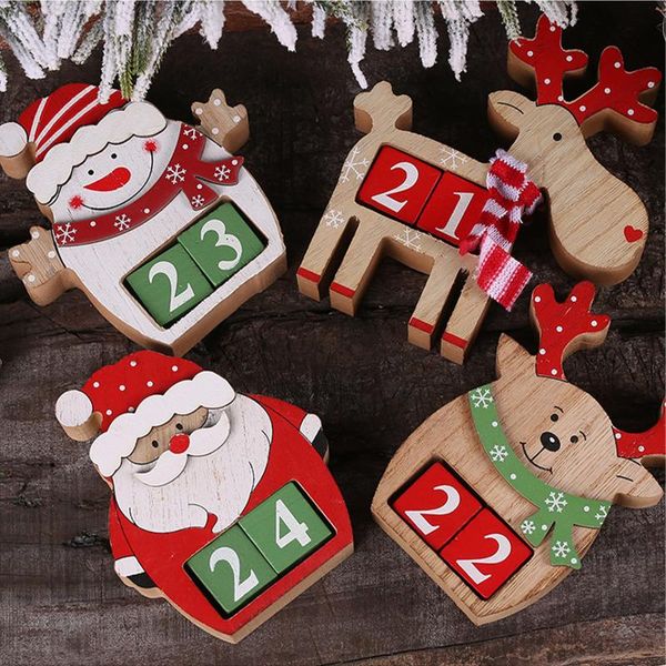 

christmas decorations party diy three-dimensional calendar wooden ornaments, creative countdown cartoon ornaments