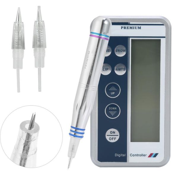 

tattoo guns kits grade permanent makeup digital pen professional eyebrow lip eyeliner machine set + microblading gun cartridge needles
