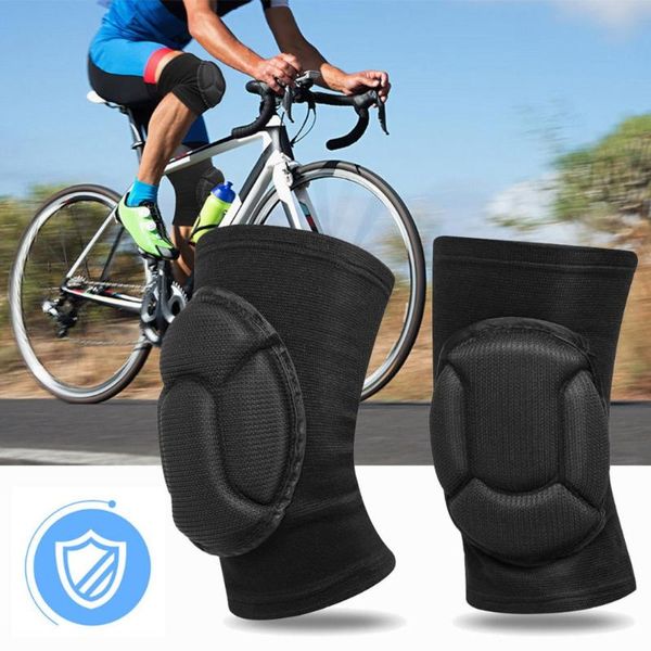 

elbow & knee pads 2pcs breathable sports football basketball intensity foam brace leg sleeve calf compression protection, Black;gray
