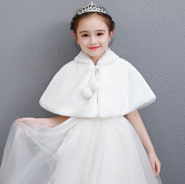

jackets girls winter warm bolero thicken plush wedding cloak fur cape for frocks flower girl jacket shawl 2 4 6 8 10 12 years, Blue;gray