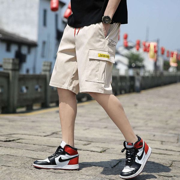 

men's pants summer casual five piece teenagers fattening plus size fat wide trend stkj, Black