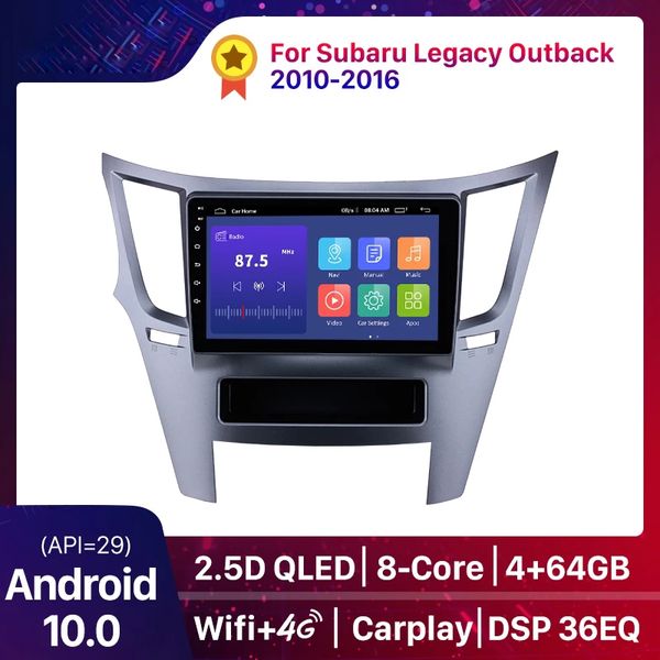 Carro DVD Rádio Multimedia Video Player GPS Android 10 para Subaru Legacy Outback 2010-2016 Suporte Espelho Link