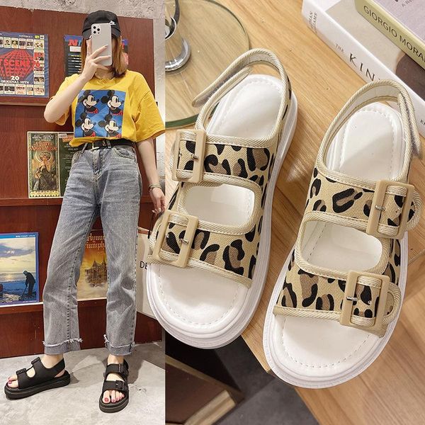 

sandals trifle-bottom sports women's summer 2021 ins tide flat-bottomed roman shoes casual, Black