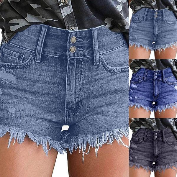 

women's shorts summer high waist elastic jeans slim pocket fringe lace bottom casual denim, White;black