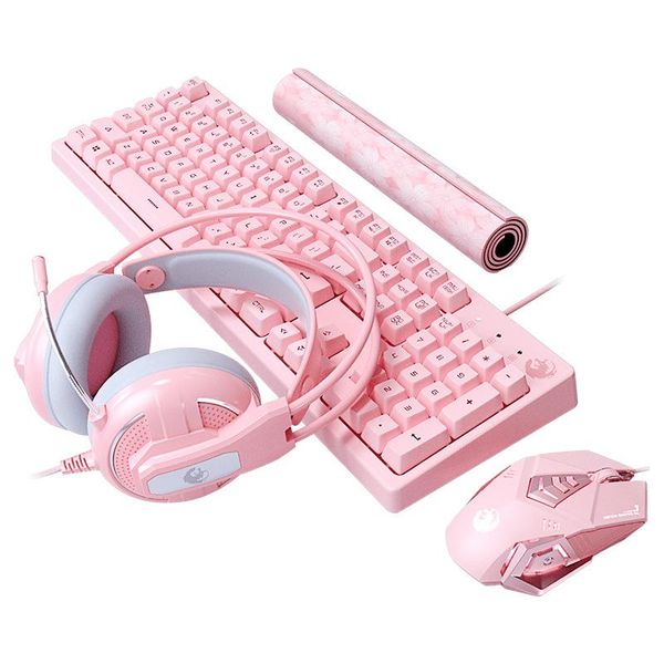 

white backlit gaming keyboard mouse earphone combo wired usb 104 keycaps layout 4800dpi notebook lapfor office home combos