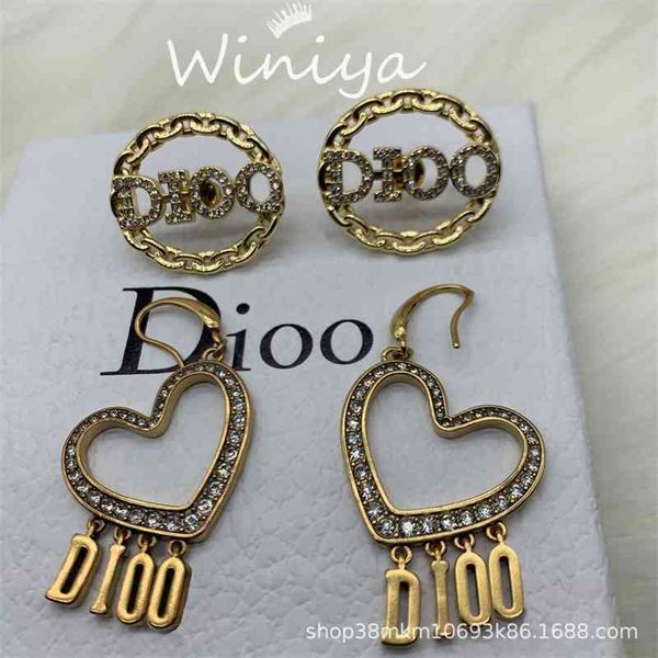 

75%off outlet onlines925 silver needle earrings new letter heart earrings