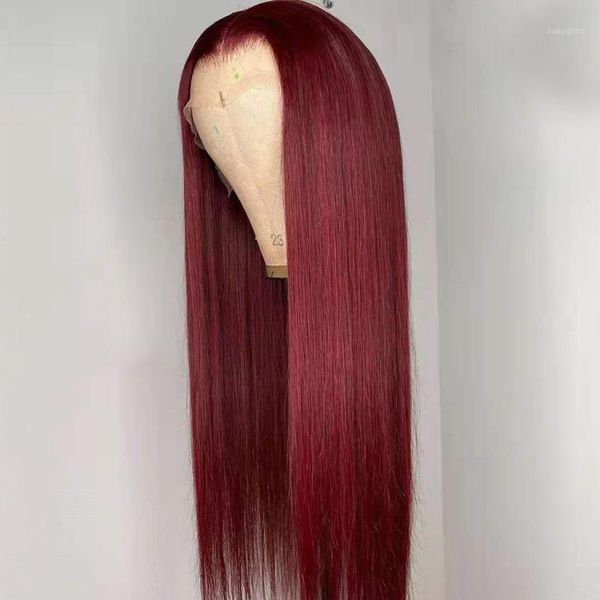 

lace front wigs huma hair pre plucked brazilian virgin human 99j color straight 13x1 human1, Black;brown