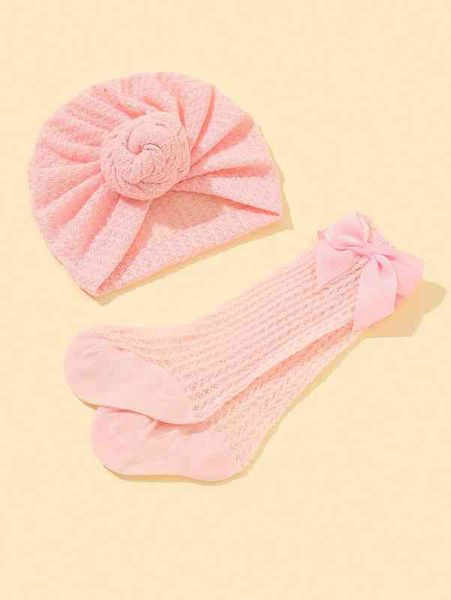 

baby bow decor socks & head wrap she, Yellow