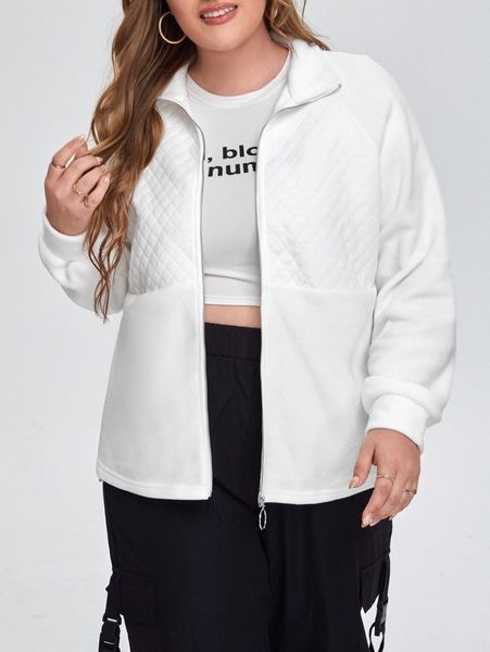 

plus raglan sleeve zip up jacket x4si#, Black