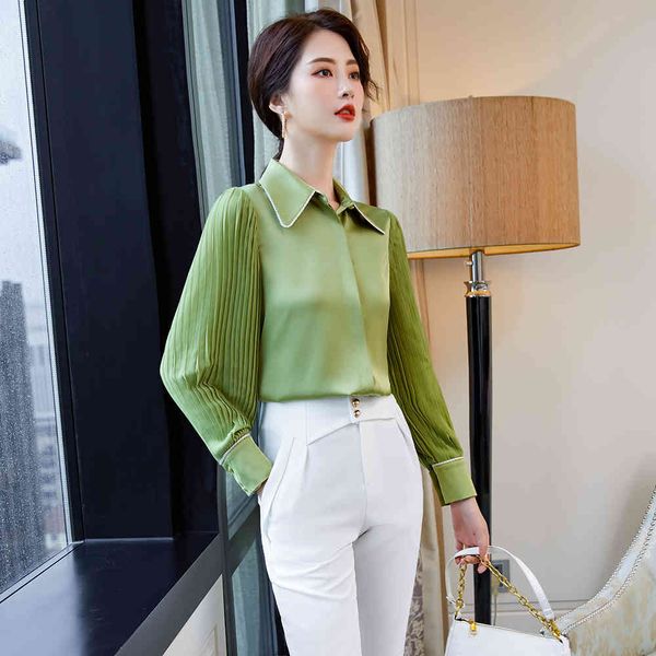 

arrival elegant female blouse ladies long sleeve lady plied white pink shirt s-5xl, Black