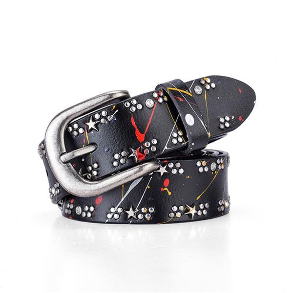 

belts fashion genuine leather women belt vintage pin buckle strap rivet mosaic personality jeans decorative ladies sp1491, Black;brown