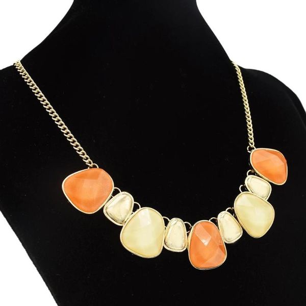 

pendant necklaces candy colors gold metal alloy handmade acrylic choker necklace colorful resin bead statement bohemian jewelry, Silver