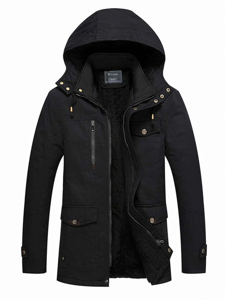 

men flap pocket teddy lined drawstring hooded jacket z9nt#, Black;brown