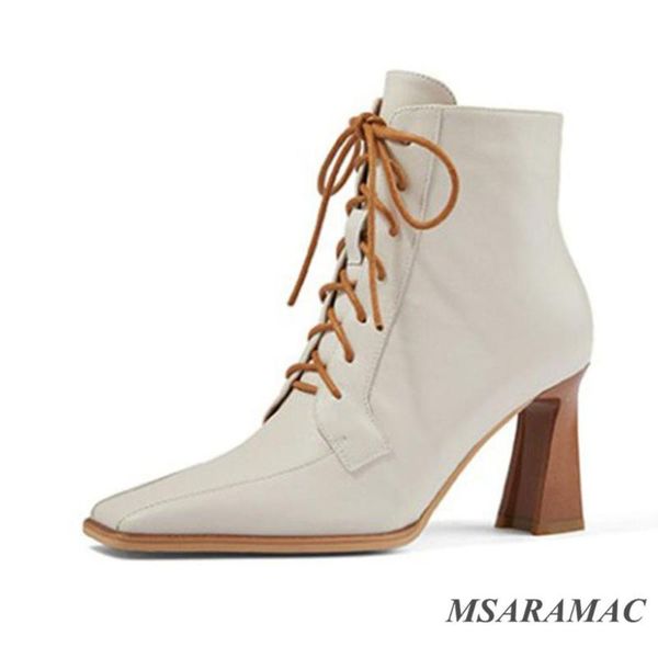

boots elegant white leather pointed toe high heel ankle ladies short formal winter dress shoes women's, Black