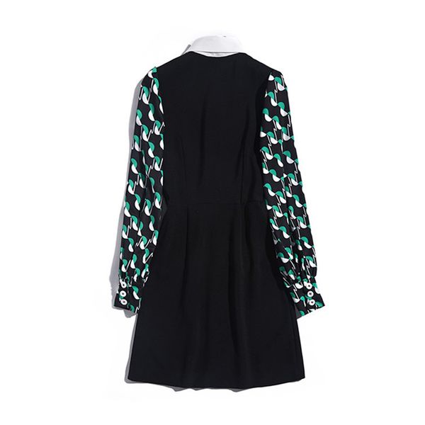 

spring fashion runway women's clothes geometric shreds office robe femme dress, Black;gray