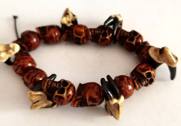 

new punk retro bracelet skull tooth hip hop jewelry, Black