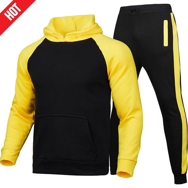 

jogging clothing 2022 autumn winter suits for men striped hoodie+pants casual tracksuit male sportswear gym clothes set, Black;red