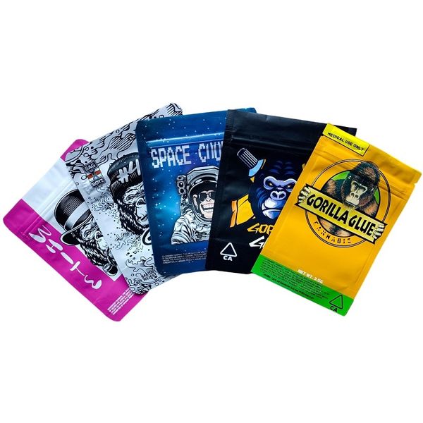 

packaging 80 kings 3.5g 7.0g smell proof edibles mylar bag for dry herb flower packing regular strains lave ice cream cake gorilla glue jet