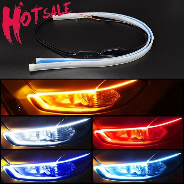 

car styling drl led daytime running lights accessories flexible brake guide strips headlight auto day time flowing lamps emergency