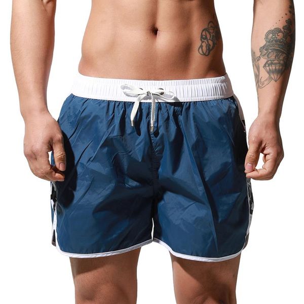 

men's swimwear swimming trunks men solid swimsuit with tether elastic quick dry beachwear shorts loose boxer breathable bathing pants
