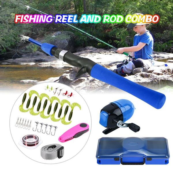 

boat fishing rods 1.2m rod and reel combo for kids spincast pole lures hooks line accessories