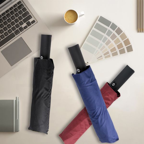 

classic solid color advertisement three fold full automatic black glue uv sunscreen folding umbrella