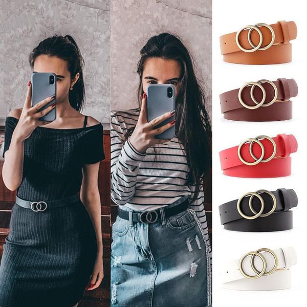 

belts double ring for women fashion dress jeans belt pu leather metal buckle heart pin waist lady girls leisure waistband, Black;brown