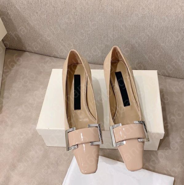 

2021 women's high heel patented leather ankle belt bow metallic square buckle fashion tri-color, Black