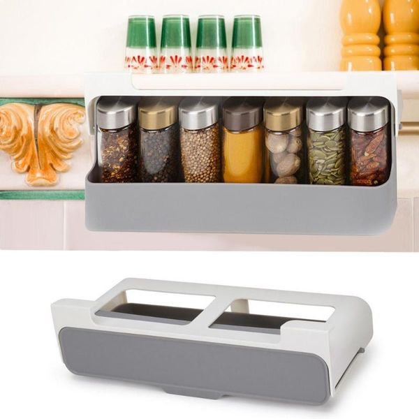 

hooks & rails seasoning bottle storage rack kitchen box hanging condiment jar household non-perforated spices