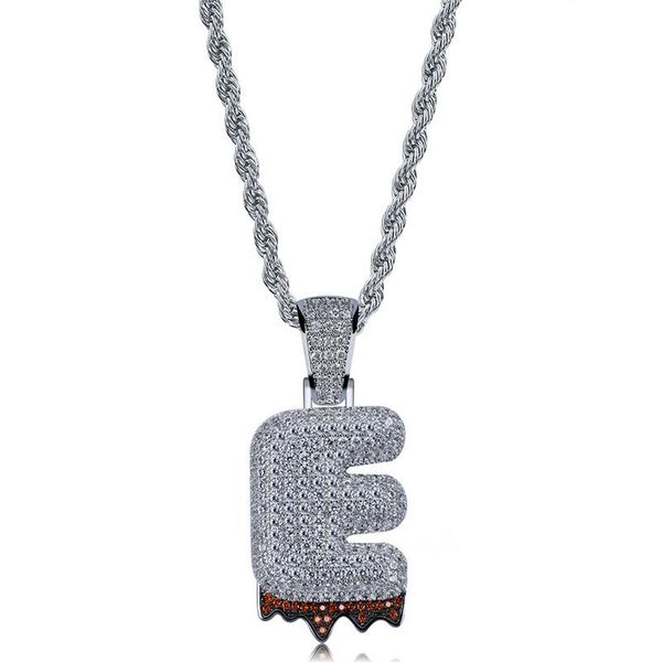 

pendant necklaces omyfun factory price rocket drip bubble letter e necklace a-z alphabet hip hop bling jewelry copper female male bijoux, Silver