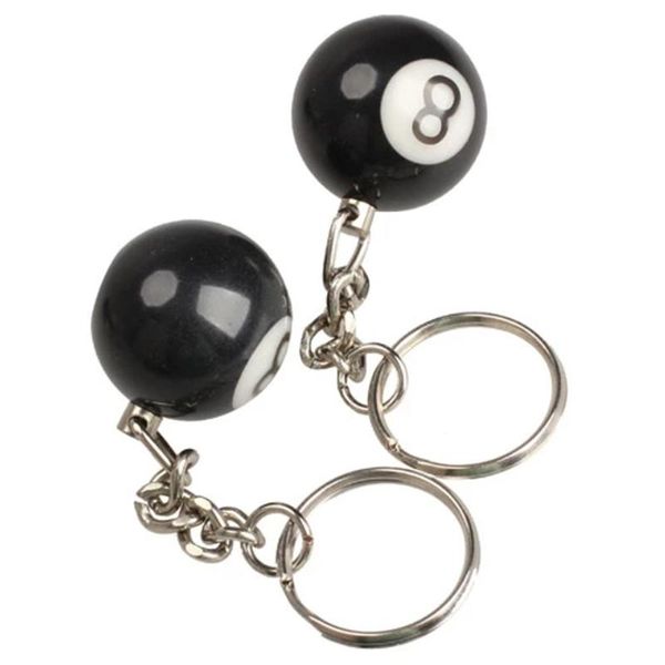 

keychains fashion creative billiard pool keychain table ball key ring lucky black no.8 chain 25mm resin jewelry gift, Silver