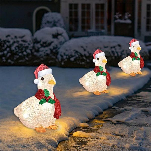 

lawn lamps 1pcs christmas lamp scarf lights duckiron ornaments decoration light-up chicken with yard decor