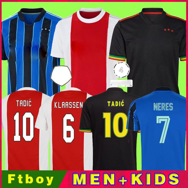 

21 22 tadic berghuis gravenberch soccer jersey amsterdam kudus blind haller neres cruyff klaassen little birds men kids kits football shirt, Black;yellow