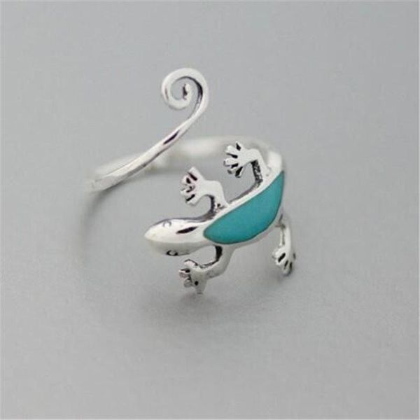 

cluster rings handmade lizard ring gecko adjustable mint bank for women girl jewelry, Golden;silver