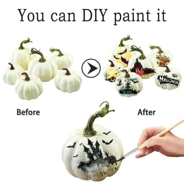 

6pcs artificial white pumpkins harvest fall thanksgiving halloween craft decor pumpkin diy home birth party decoration