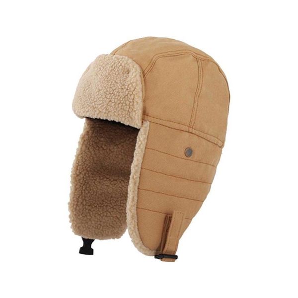 

cycling caps & masks trapper hat cotton thickened ear protection men women's bomber hats thermal fur lined hunting windproof warmth col, Black
