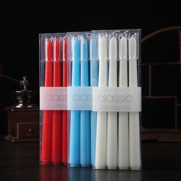 

candles 4pcs/set european classic long pole candlelight dinner props household power outage emergency lighting red white candle