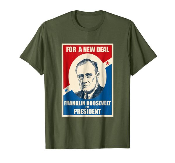 

franklin delano roosevelt t shirt president fdr for new deal, White;black