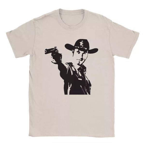 

rick grimes mens t-shirt walking dead funny gift present tv show top, White;black