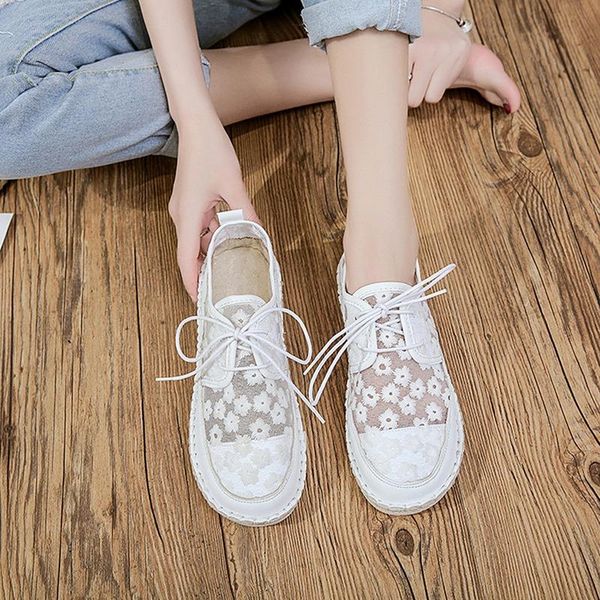 

women summer sandals retro hollow flat shoes mesh breathable comfortable lace up shallow non-slip lazy, Black