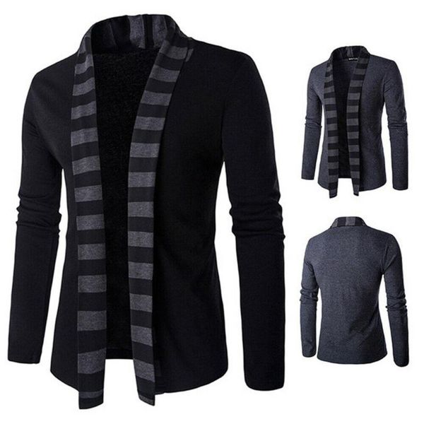 

men's hoodies & sweatshirts mens stylish knitted cardigan jacket slim long sleeve casual sweater coat blazer, Black