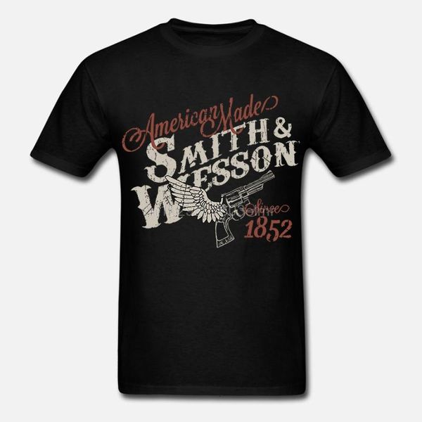 

men's t-shirts fashion man smith wesson american made winged gun tee in black casual mf1i, White;black