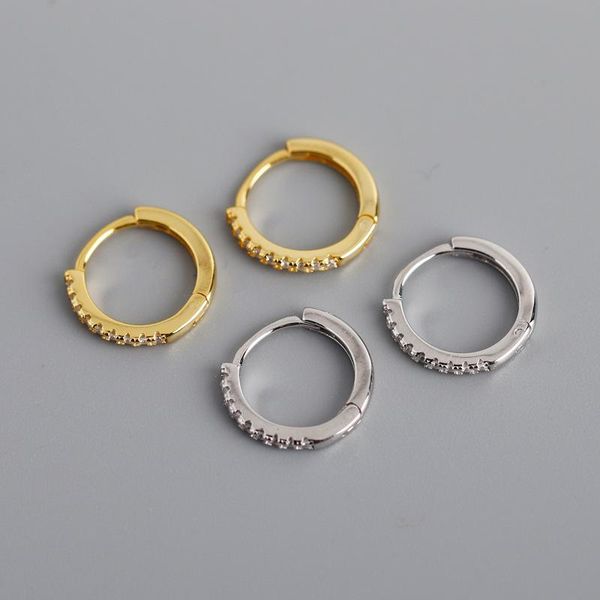 

hoop & huggie trendy earrings s925 silver round micro-inlaid zircon personalized trend jewelry aretes de mujer, Golden;silver