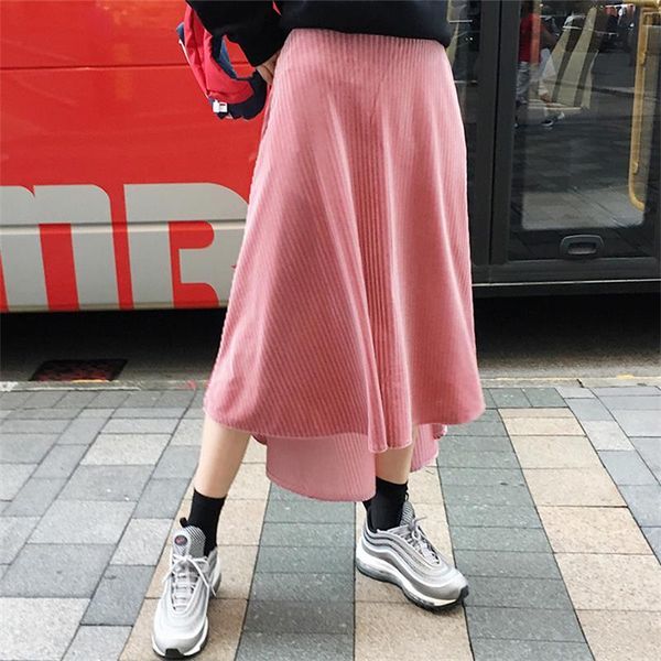 

skirts velvet irregular skirt, Black