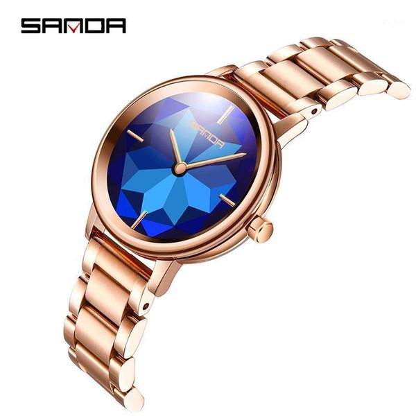 

casual quartz watch women stainless steel 30 meters waterproof ladies wristwatch relogio masculino sanda mens watches brand wristwatches, Slivery;brown