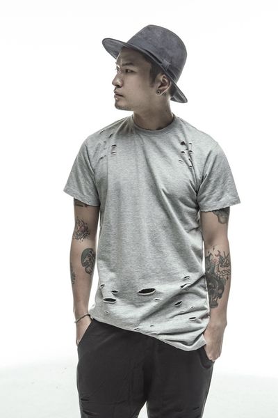 

extended tee shirts hip hop fashion hole streetwear west short sleeve long t shirts cool swag clothes, White;black